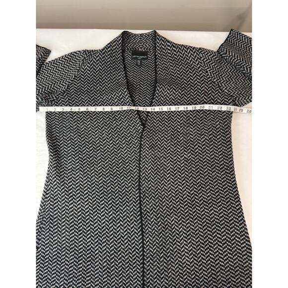 Cynthia Rowley Wool Blend Open Front Cardigan Sweater Herringbone Gray Black 1X - Picture 3 of 6